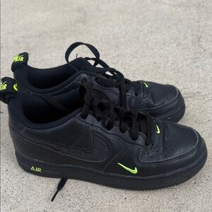 Nike Kids Black Sneakers with Neon Green Accents